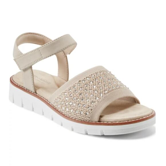 Easy Spirit Women's Jaela Embellished eFlex Flat sandals beige gold - 8.5 - Picture 1 of 12